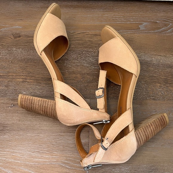 Lucky Brand Solinio Sandal Tan Leather Stacked Heel Boho Spring Summer Size 10 - Picture 5 of 10